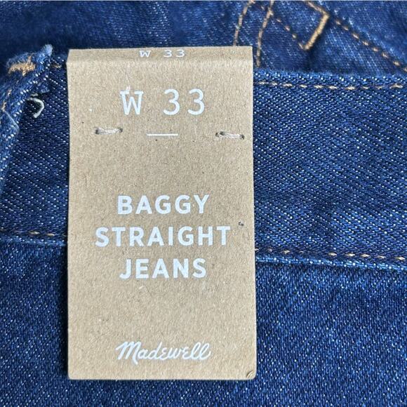 Madewell Baggy Straight Jeans Woodham Wash Pleated Edition Size 33 NWT - Picture 10 of 16